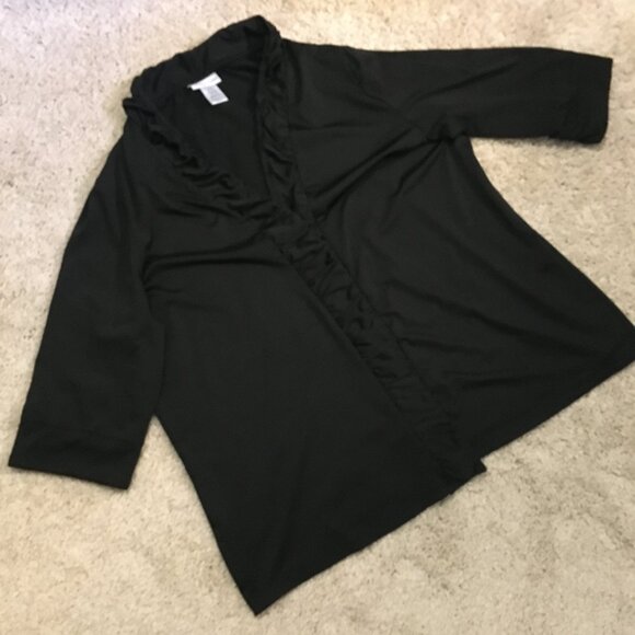 Black Gothic Maestro Ruffled Hem Open Cardigan - Picture 12 of 16